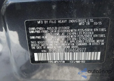 2016 Subaru Forester 2.0Xt Touring z USA, uszkodzony, nr VIN JF2SJGVC1GH464977